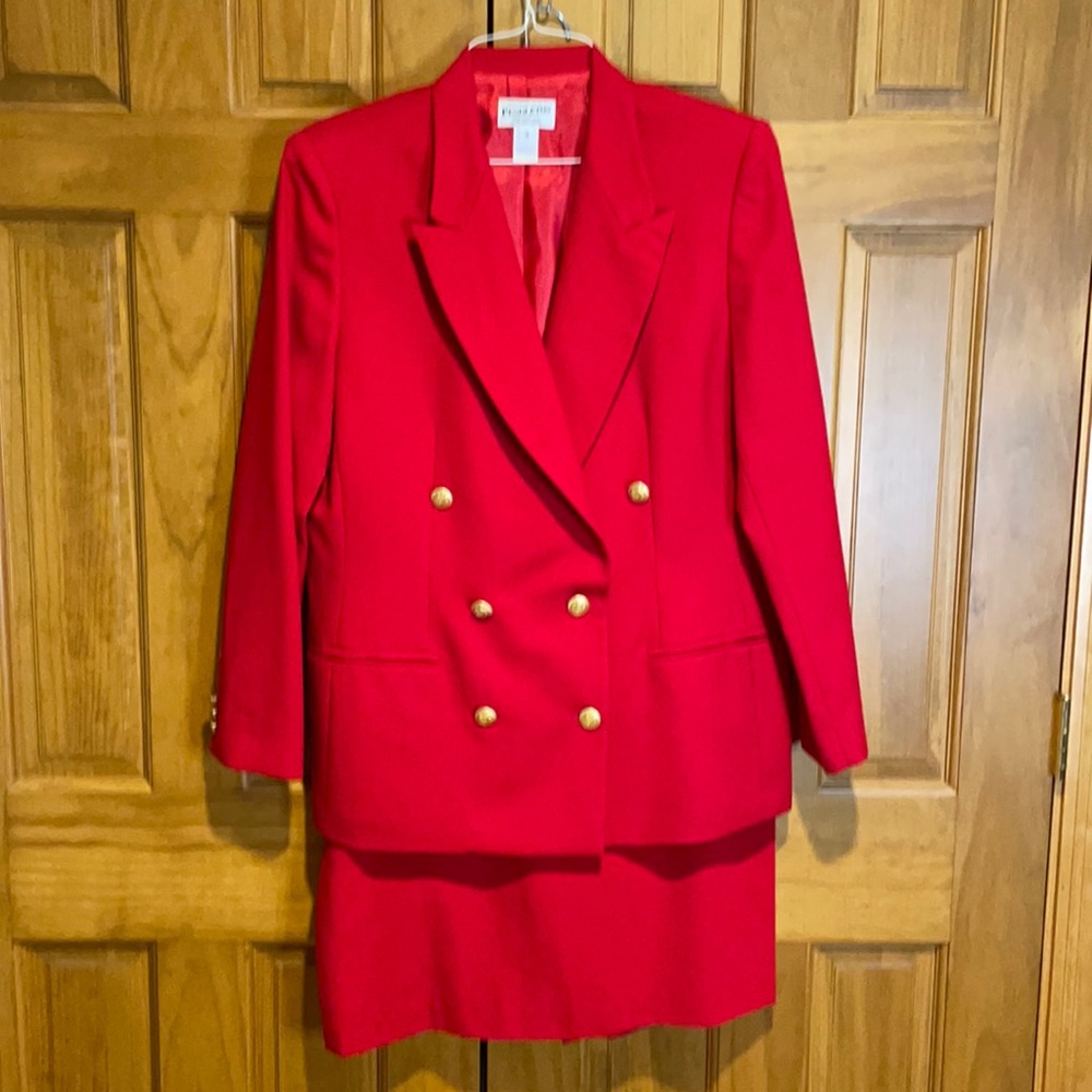 Pendleton Vintage Suit 16 Red blazer skirt Wool